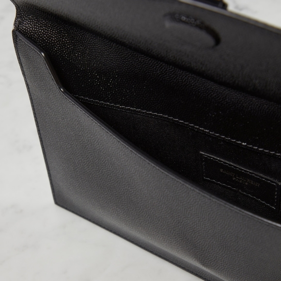 NEW! YSL Saint Laurent UPTOWN POUCH GRAIN DE POUDRE EMBOSSED LEATHER MSRP $725! - Picture 14 of 17